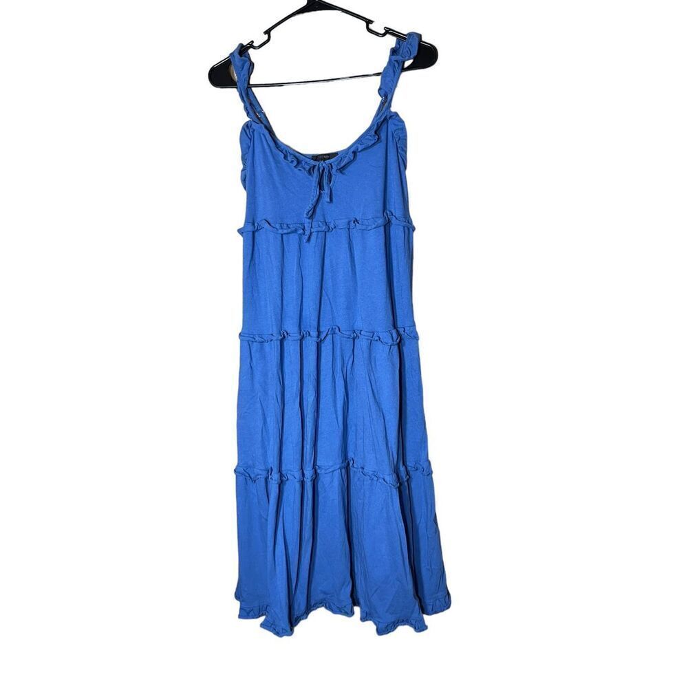 J.Crew Tiered Knit Keyhole Maxi Dress Blue Sleeveless Ruffle Women’s‎ Size XXS